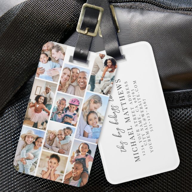 Foto Collage Einfaches Elegantes Bild Gepäckanhänger (Photo Collage Simple Elegant Picture Luggage Tag)