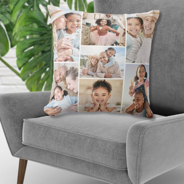 Foto Collage Einfaches Elegantes Bild Kissen (Photo Collage Simple Elegant Picture Throw Pillow)