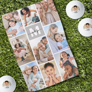 Foto Collage Einfaches Monogramm Bild Golfhandtuch