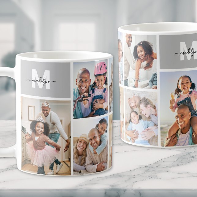 Foto Collage Einfaches Monogramm Bild Kaffeetasse (Photo Collage Simple Monogram Picture Coffee Mug)