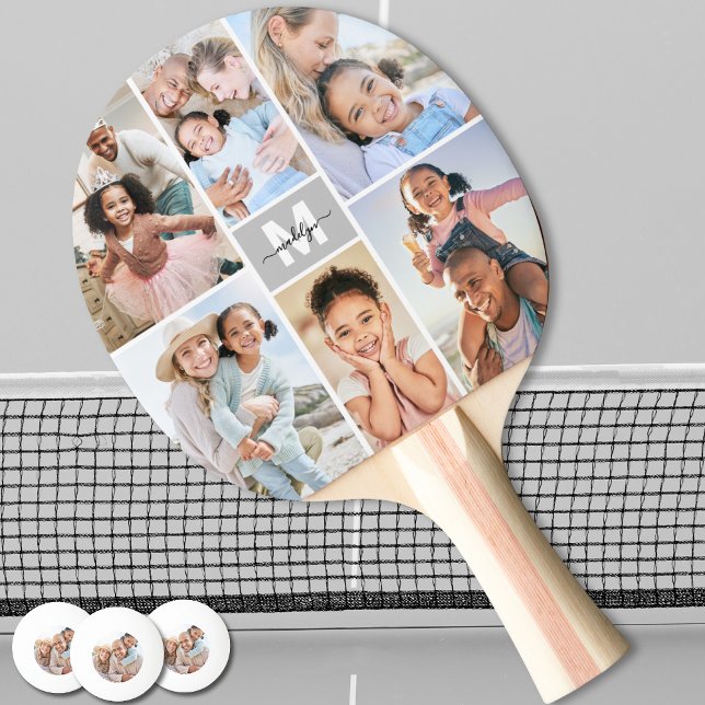 Foto Collage Einfaches Monogramm Bild Tischtennis Schläger (Photo Collage Simple Monogram Picture Ping Pong Paddle)