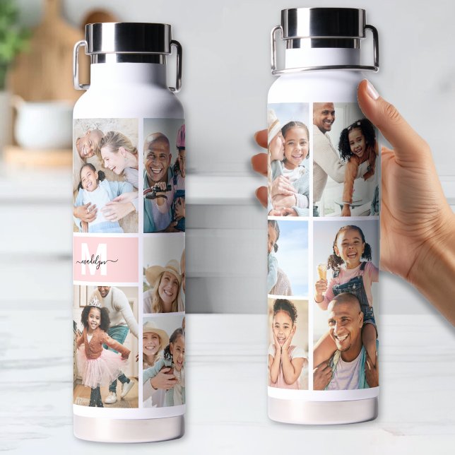 Foto-Collage Einfaches Monogramm Bild Trinkflasche (Photo Collage Simple Monogram Picture Water Bottle)