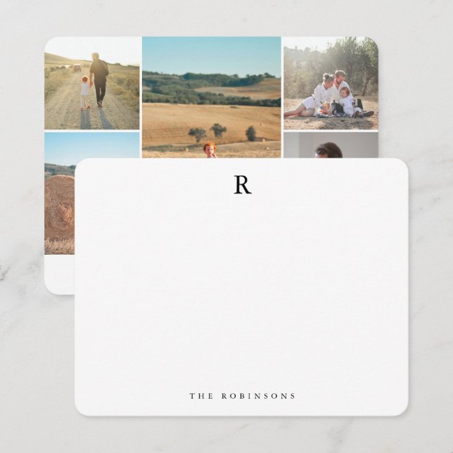 Foto Collage Elegantes Monogramm für die Minimalis Mitteilungskarte (Vorne/Hinten)