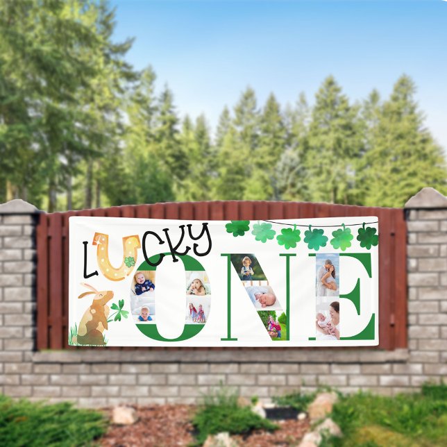 Foto Collage Erster Geburtstag Lucky Ein Party Banner (Von Creator hochgeladen)
