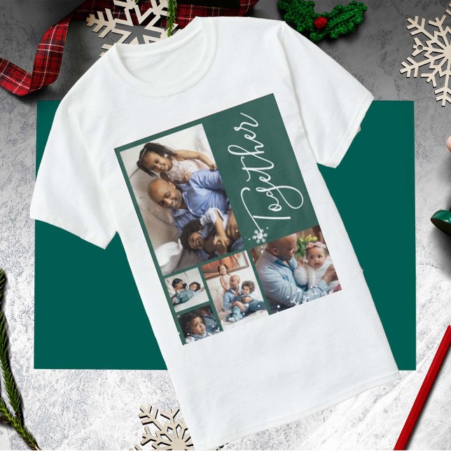 Foto Collage Familie Moderne personalisierte Weihn T-Shirt (Von Creator hochgeladen)
