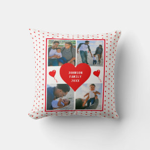 Foto Collage Familie Personalisiertes Valentinherz Kissen