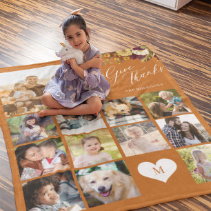 Foto Collage Familienname Dank Erntedank Fleecedecke