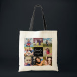 Foto Collage Familienskript schwarz Tragetasche<br><div class="desc">Fügen Sie 8 Ihrer Lieblings-Fotos zu unserer klassischen,  eleganten Foto-Tasche mit schwarzer Collage hinzu. Geben Sie Ihren Namen und das Jahr unter dem Wort Familie ein.</div>