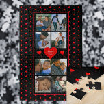 Foto Collage Family Personalisiert Red Heart & Nam<br><div class="desc">Personalisieren Sie Fotos mit Ihrem Familiennamen auf diesem Valentinstil-Puzzle. Hintergrundbild des roten Herzballons. Die familiären Fotos sind Beispiele, die Sie selbst ändern, wenn Sie es personalisieren. Wenn ein gelbes Warnsymbol vorhanden ist, bedeutet dies, dass Ihr Foto zu klein ist. Fügen Sie entweder ein größeres Foto hinzu oder bearbeiten Sie es,...</div>