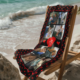 Foto Collage Family Personalisiert Red Heart & Nam Strandtuch