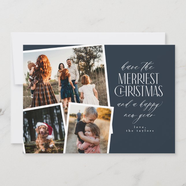 Foto Collage Frohe Weihnachten Rot und Weiß Einladung (Vorderseite)