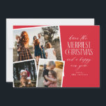 Foto Collage Frohe Weihnachten Rot und Weiß Einladung<br><div class="desc">Verbringen Sie Feiertagsstimmung mit unserer personalisierten Weihnachtskarte mit einer festlichen Foto-Collage! Dieses elegante Design präsentiert drei Ihrer Lieblings-Fotos, gerahmt in einem klassischen Rot-Weiß-Stil. Diese Karte eignet sich ideal, um besondere Erinnerungen mit Familie und Freunden zu teilen. Sie verbindet modernen Stil mit einem zeitlosen Urlaubsatmotiv. Personalisieren Sie die Nachricht und die...</div>