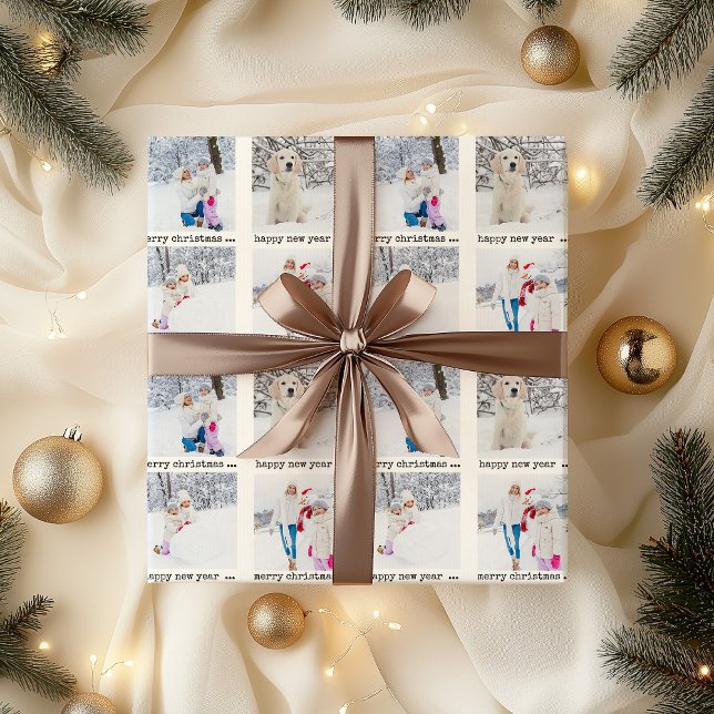 Foto Collage Frohe Weihnachtswrapping Papier Geschenkpapier (Photo christmas wrapping paper)