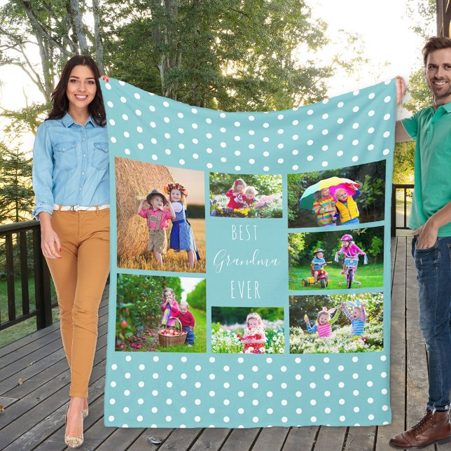 Foto Collage für die beste Oma je Sky Blue Fleecedecke (Von Creator hochgeladen)