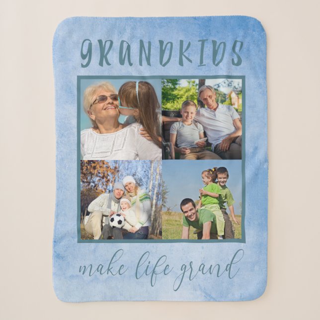 Foto Collage für Großeltern Blue Sherpadecke (Vorderseite)