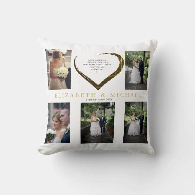 Foto-Collage für Hochzeiten Einfaches Herzangebot Kissen (Vorderseite)
