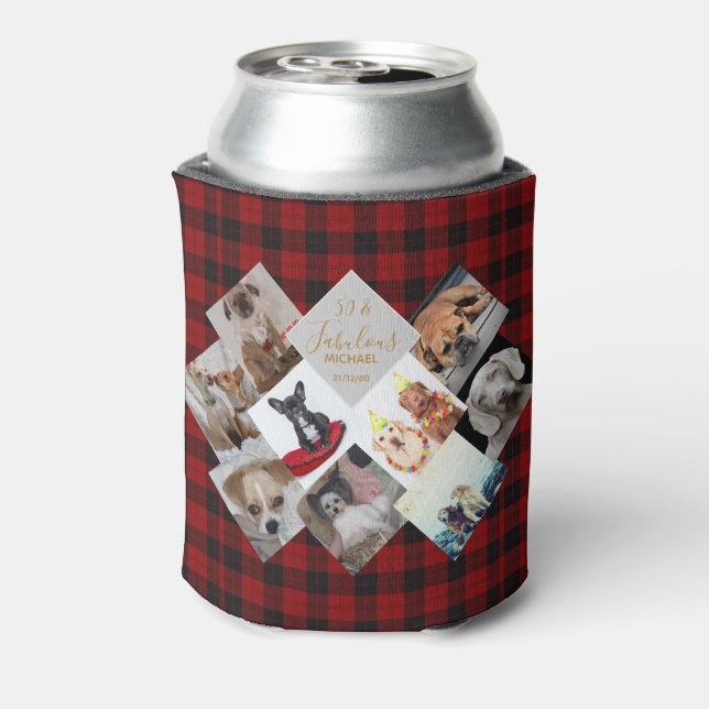 Foto Collage Geschenk - Buffalo Kariertes Thema -  Dosenkühler (Kanne Rückseite)
