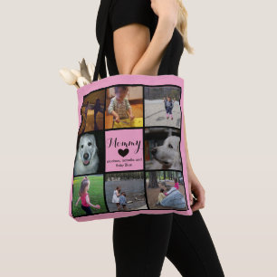 Foto Collage Geschenk für Mama, Oma, Schwarz Rosa Tasche