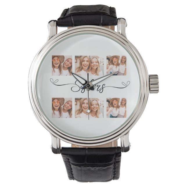 Foto Collage Geschenk für Schwestern Armbanduhr (Vorderseite)