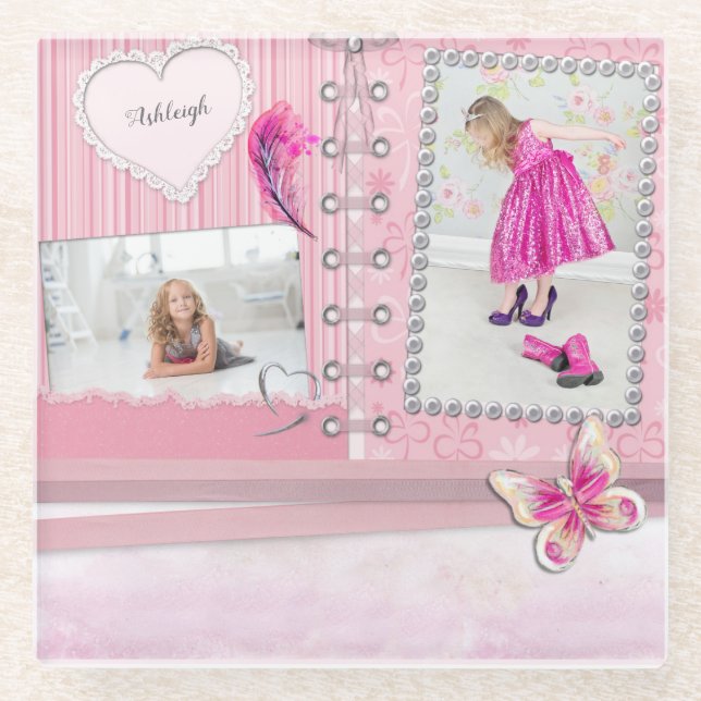 Foto Collage Girls Scrapbook Custom Glasuntersetzer (Vorderseite)