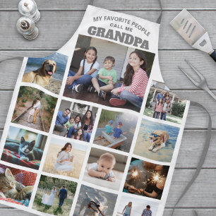 Foto Collage Grandpa Grau & Weiß jeder Textfamilie Schürze