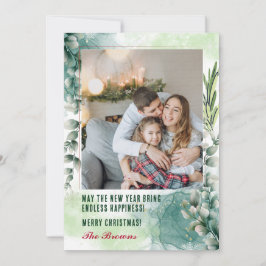 Foto Collage Green Holiday Card Frohe Weihnachten