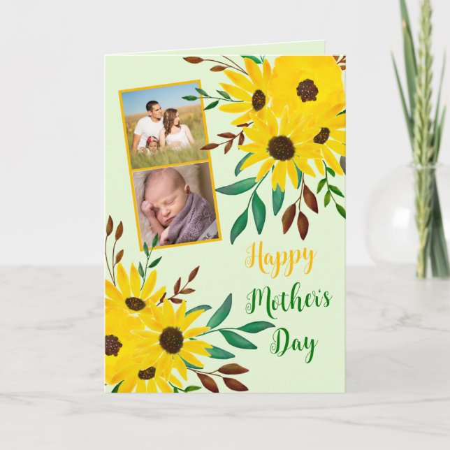 Foto Collage Happy Mother's Day" Sonnenblume Karte (Vorderseite)