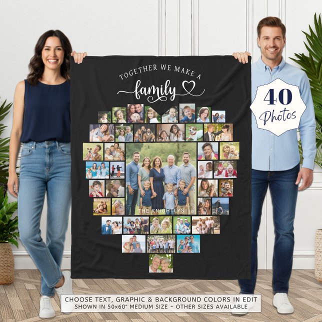 Foto Collage Heart zusammen machen wir eine Famili Fleecedecke (Von Creator hochgeladen)