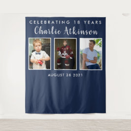 Foto-Collage-Hintergrundbanner zum 18. Geburtstag Wandteppich