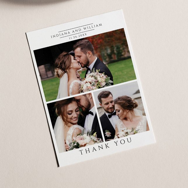Foto Collage Hochzeit Moderne Dankeschön Karte (Multi Photo Wedding Thank You Card)