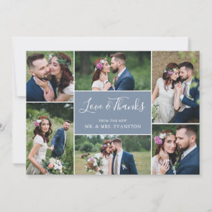 Foto Collage Hochzeit Vielen Dank Flat Card Dusty Dankeskarte