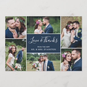 Foto Collage Hochzeit Vielen Dank Flat Card  Marin Dankeskarte