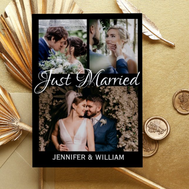 Foto Collage Just Married Wedding Ankündigung (Von Creator hochgeladen)