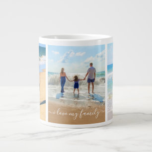 Foto-Collage-Kaffeetasse Text - Ich liebe meine Fa Jumbo-Tasse