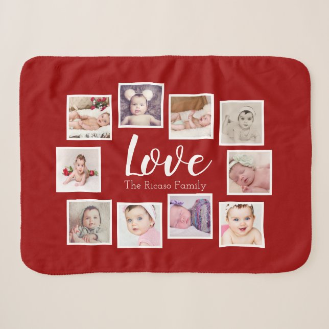 Foto Collage LIEBE als einzigartig Personalisiert Sherpadecke (Vorderseite (Horizontal))