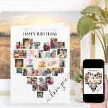 Foto Collage Liebe Script Geburtstagskarte Karte<br><div class="desc">Sage "Happy Birthday" mit einer Liebe Herz Foto Collage Card. Die Fotovorlage ist für Sie Set, um Ihre Bilder hinzuzufügen, und arbeitet in Reihen von oben bis unten. Die Foto-Collage enthält 29 Fotos, die in einer Mischung aus Portrait, Landschaft und Quadrat/Instragram-Formaten dargestellt werden. "Liebe Sie" wird in handgeschriebenen Schriften geschrieben...</div>