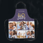 Foto Collage lila und Gold 40. Geburtstag Schürze<br><div class="desc">Foto Collage lila und Gold 40. Geburtstag moderne Typografie Design.</div>