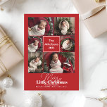 Foto Collage Merry Little Christmas Feiertagskarte<br><div class="desc">Feiern Sie die Ankunft Ihres Kleinen mit unserer Weihnachtsankündigung im Foto. Dieses elegante Design ermöglicht es Ihnen, die Freude an der Ankunft Ihres Neugeborenen während der Festsaison zu teilen und die Wärme von Weihnachten mit der Spannung der ersten Momente Ihres Babys zu verbinden. Die Ankündigung zeichnet sich durch eine wunderschöne...</div>