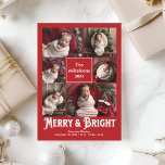 Foto Collage Merry und Bright Birth Ankündigung<br><div class="desc">Feiern Sie die Ankunft Ihres Kleinen mit unserer Weihnachtsankündigung im Foto. Dieses elegante Design ermöglicht es Ihnen, die Freude an der Ankunft Ihres Neugeborenen während der Festsaison zu teilen und die Wärme von Weihnachten mit der Spannung der ersten Momente Ihres Babys zu verbinden. Die Ankündigung zeichnet sich durch eine wunderschöne...</div>