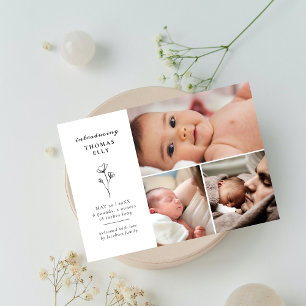 Foto-Collage mit einem grünen Zweig zur Babyparty Dankeskarte