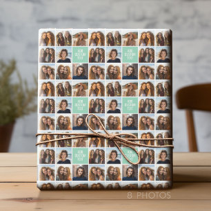 Foto-Collage mit individuellem Monogramm Mintgrün Geschenkpapier