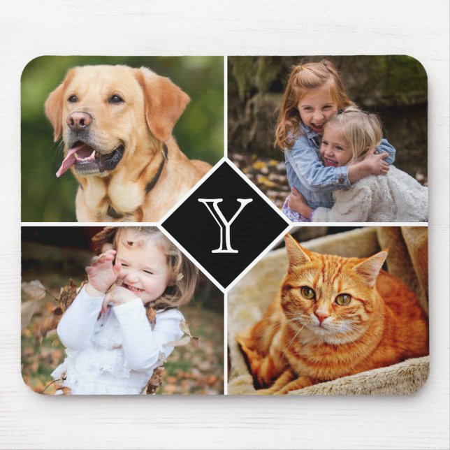 Foto-Collage mit Monogramm Mousepad (Vorne)