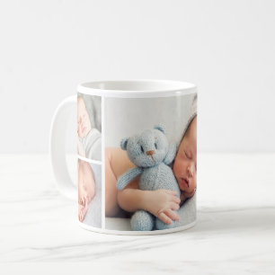 Foto-Collage mit neugeborenem Babyjungen Kaffeetasse