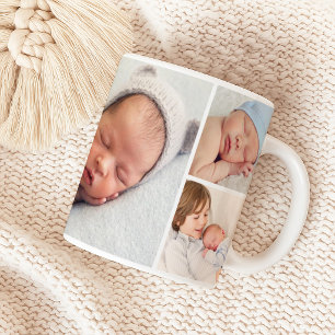 Foto-Collage mit neugeborenem Babyjungen Kaffeetasse