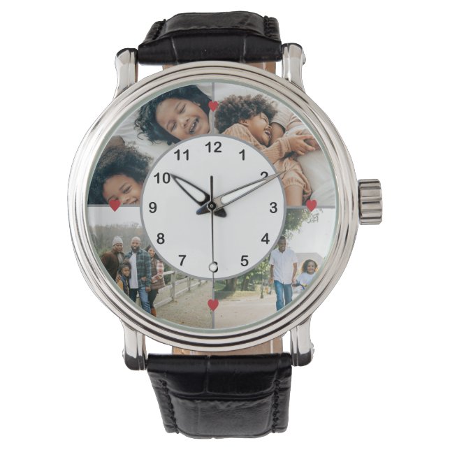 Foto Collage mit niedlichen Herzen Armbanduhr (Vorderseite)