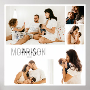 Foto-Collage mit personalisiertem Familiennamen Poster