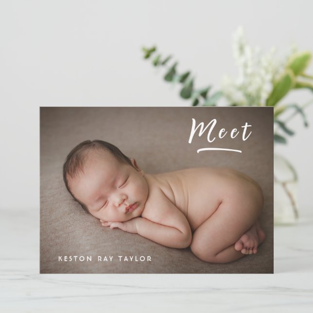 Foto Collage Modern Simple New Baby Ankündigung (Stehend Vorderseite)