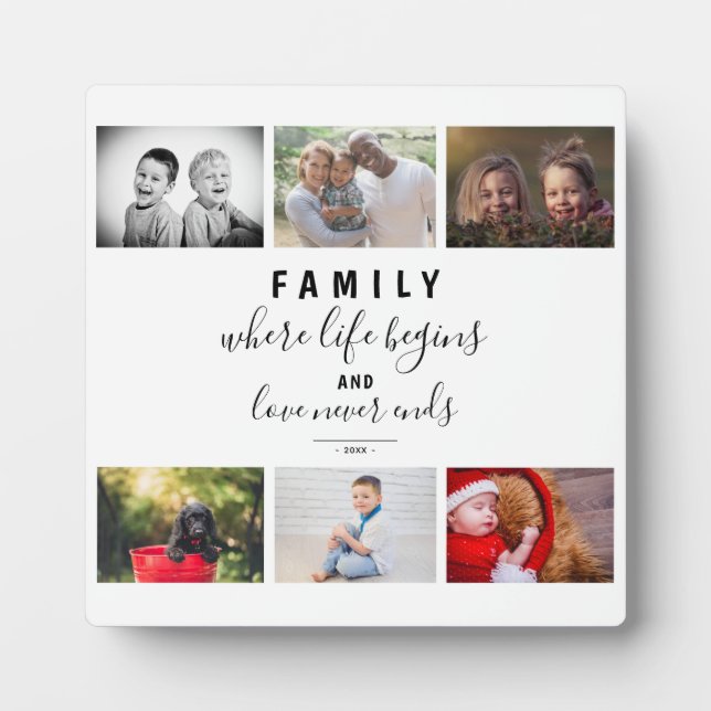 Foto Collage Moderne Skriptfamilie Keepake Sprichw Fotoplatte (Vorderseite)