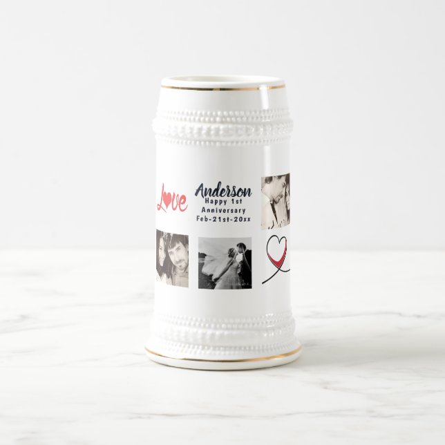 Foto Collage - Modernes Hochzeitsstipendium Bierglas (Mittel)