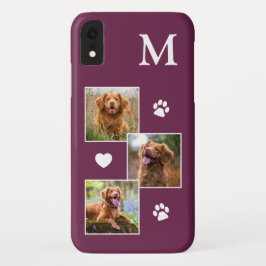 Foto Collage Modernes Monogramm Magenta Dog Case-Mate iPhone Hülle